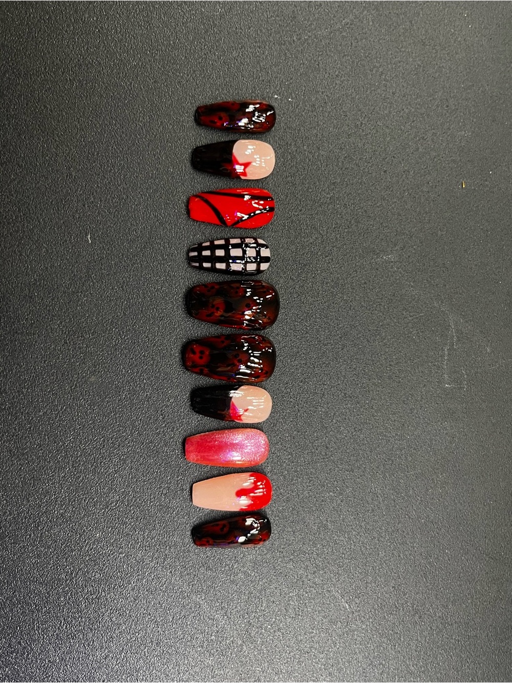 Red and Black Press on Nails